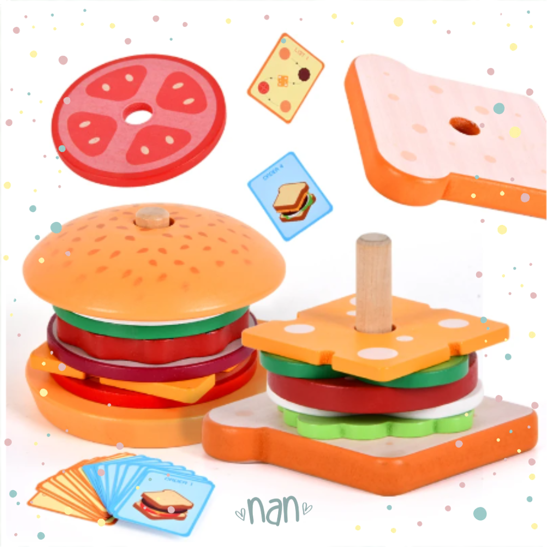 Sándwich o hamburguesa con cartas