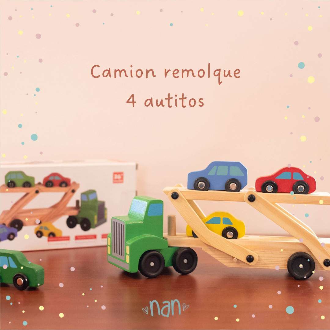 Camion con remolque y 4 autitos