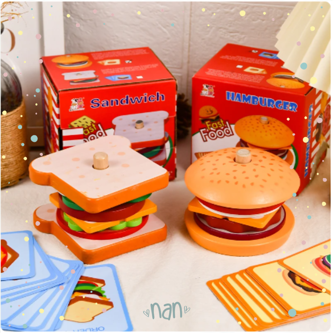 Sándwich o hamburguesa con cartas