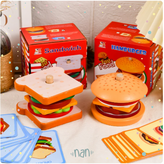 Sándwich o hamburguesa con cartas
