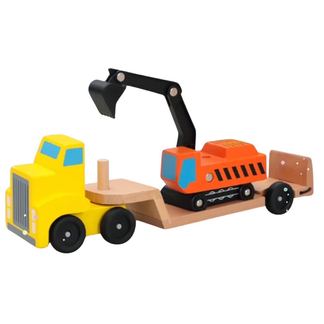 Camion de remolque con excavadora